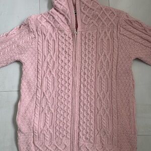 Aran Crafts Pink Cable Knit Cardigan